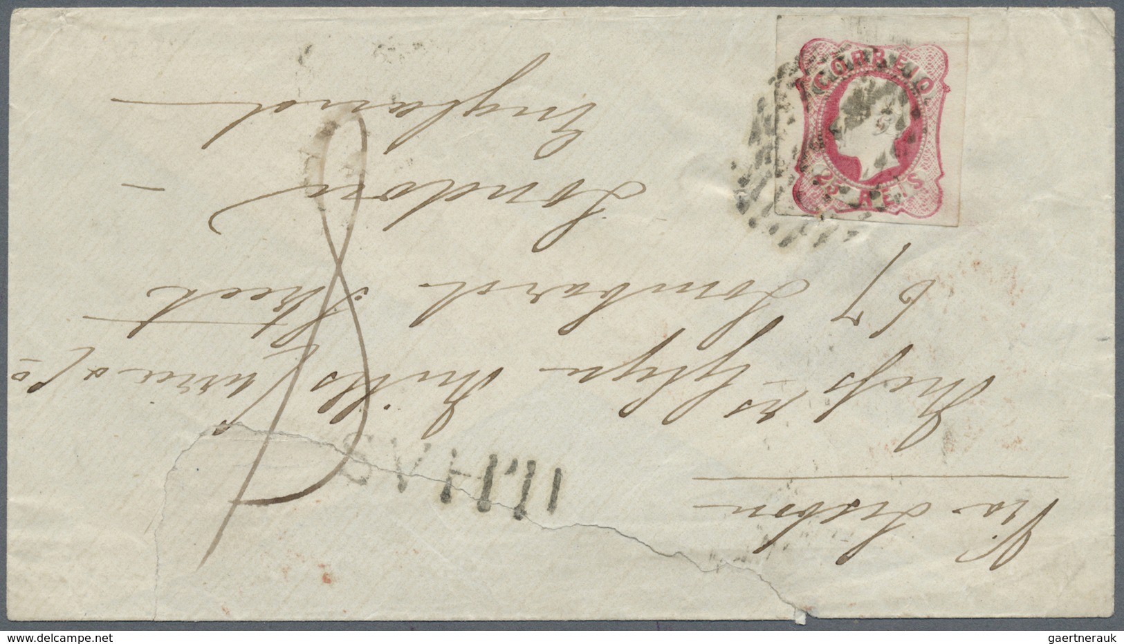 Br Portugal: 1855/1940, Group Of Eleven Better Entires, Mainly Before 1900 Showing Attractive Frankings - Lettres & Documents