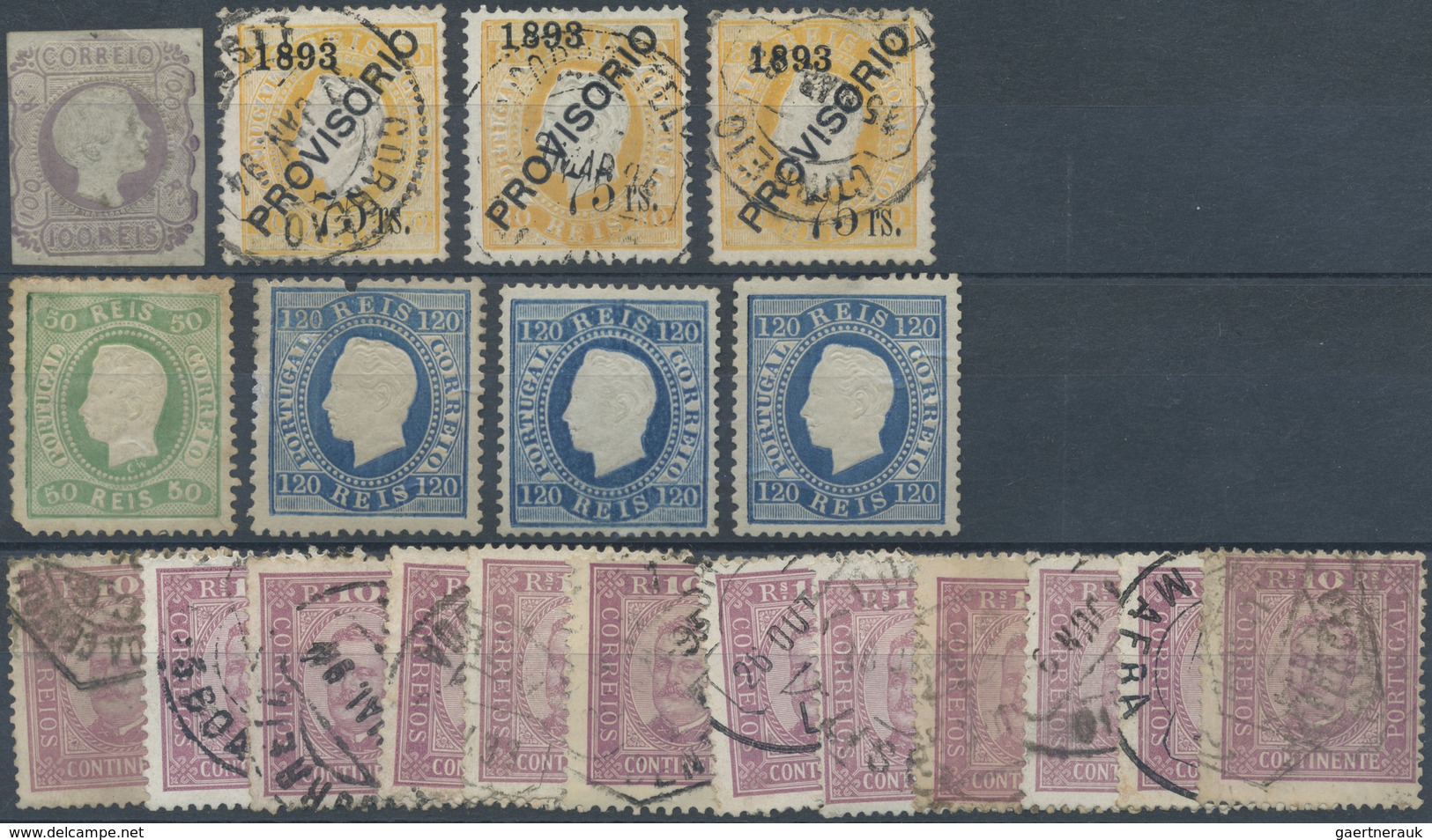 O/* Portugal: 1855/1893, Lot Of 40 Stamps, Varied Condition, Incl. Three Unused Copies 1870 120r. Blue P - Lettres & Documents
