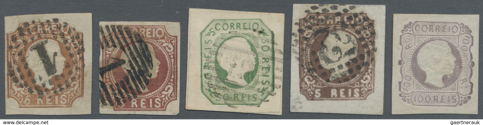 O/(*) Portugal: 1855/1862, Lot Of Four Used Stamps: Michel Nos. 7, 9 (2), 12, Fresh Colours And Full To Hu - Lettres & Documents