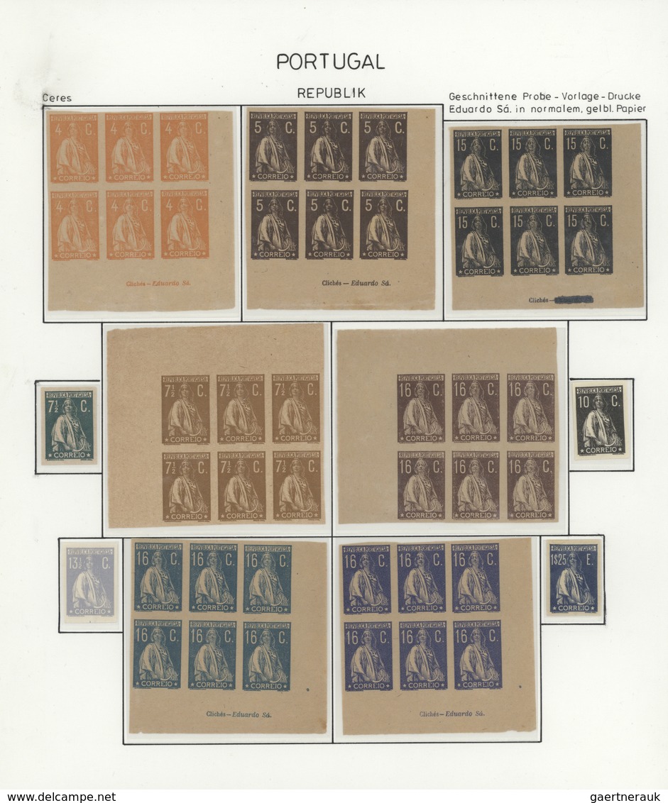 (*) Portugal: 1912/1920 (ca.), CERES, Collection Of Apprx. 370 Imperforate Proofs, Neatly Arranged On Wr - Lettres & Documents