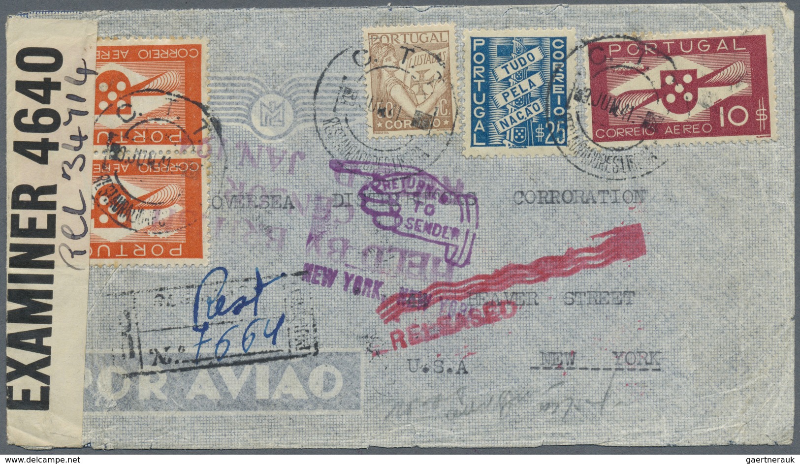 Br Portugal: 1921/1945, Lot Of Seven Covers/cards, Only Better Items (single Lots), E.g. 1923 25c. Rose - Covers & Documents