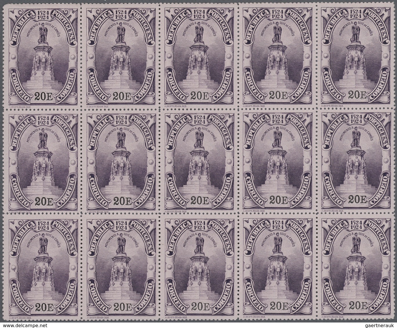 ** Portugal: 1924, 400th Anniversary Of Birth Of Luís De Camões, Lot Of 50 U/m Complete Sets Within Uni - Lettres & Documents