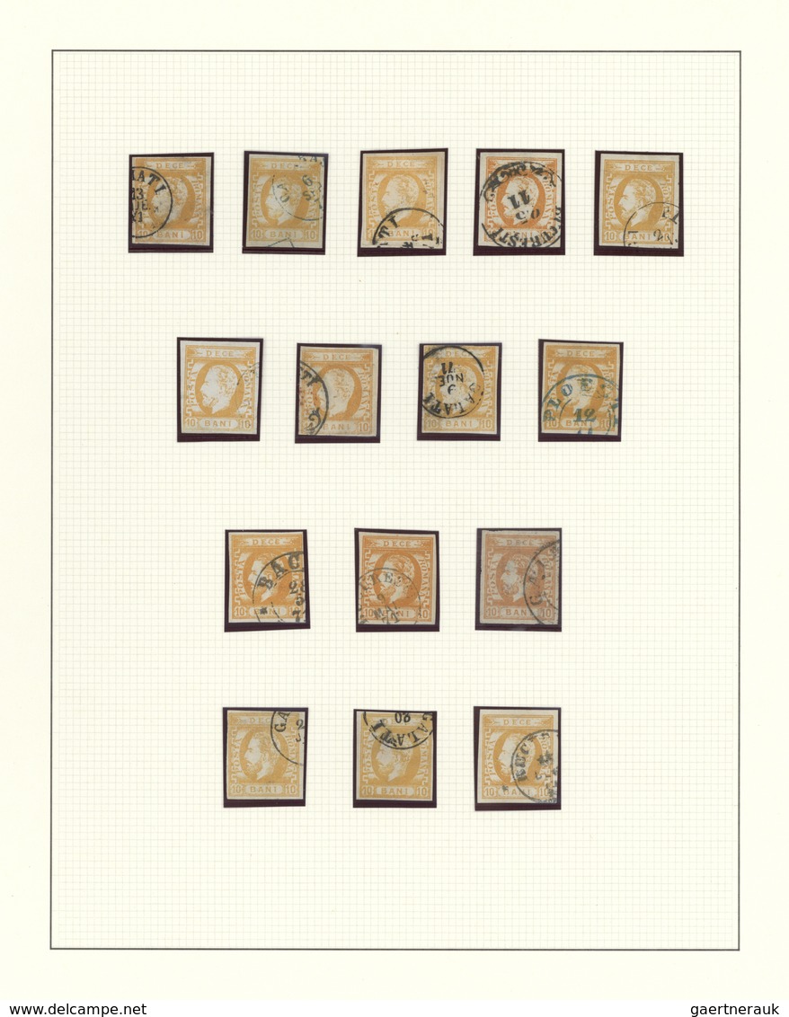 O Rumänien: 1871/1872, Carol Heads Imperforate, Used Collection Of 75 Stamps Neatly Arranged On Album - Lettres & Documents