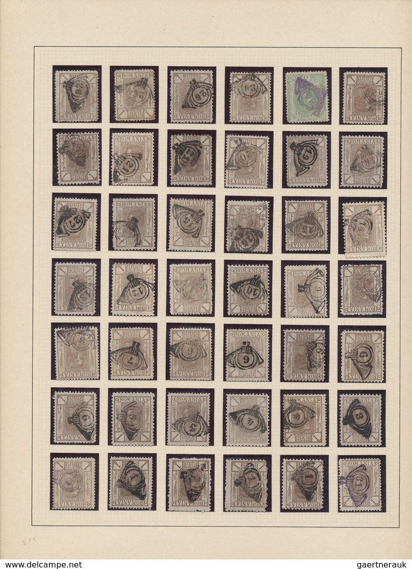 O Rumänien: 1893, 1 B. Hellbraun, Ca. 230 Exemplaren Mit POSTHORN-NUMMERNSTEMPEL Von Nr. "1" Bis "165" - Covers & Documents
