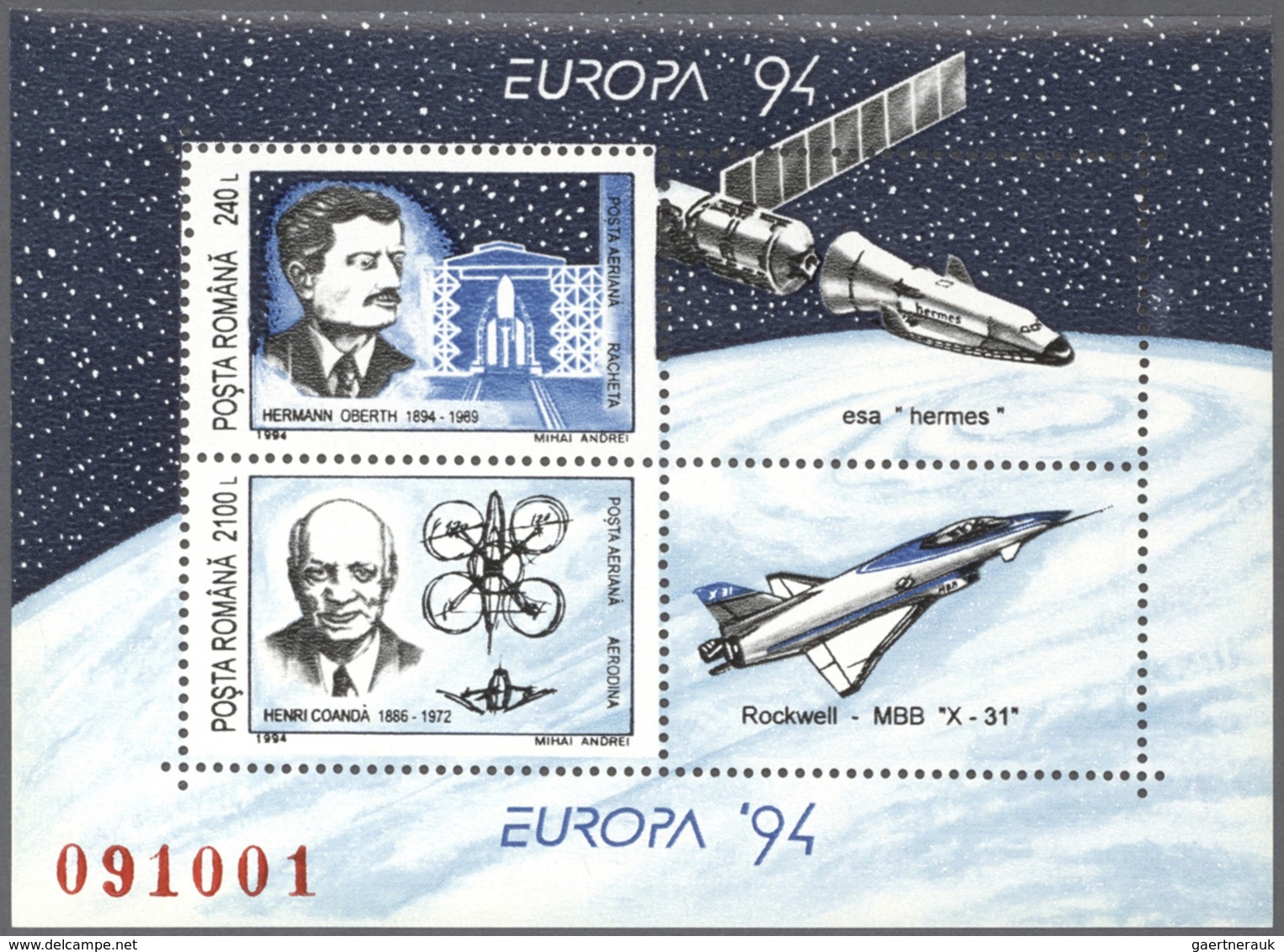 ** Rumänien: 1994, Europa, 4000 Copies Of The Block, All Mint Never Hinged. Michel 20000 ,- €. - Lettres & Documents