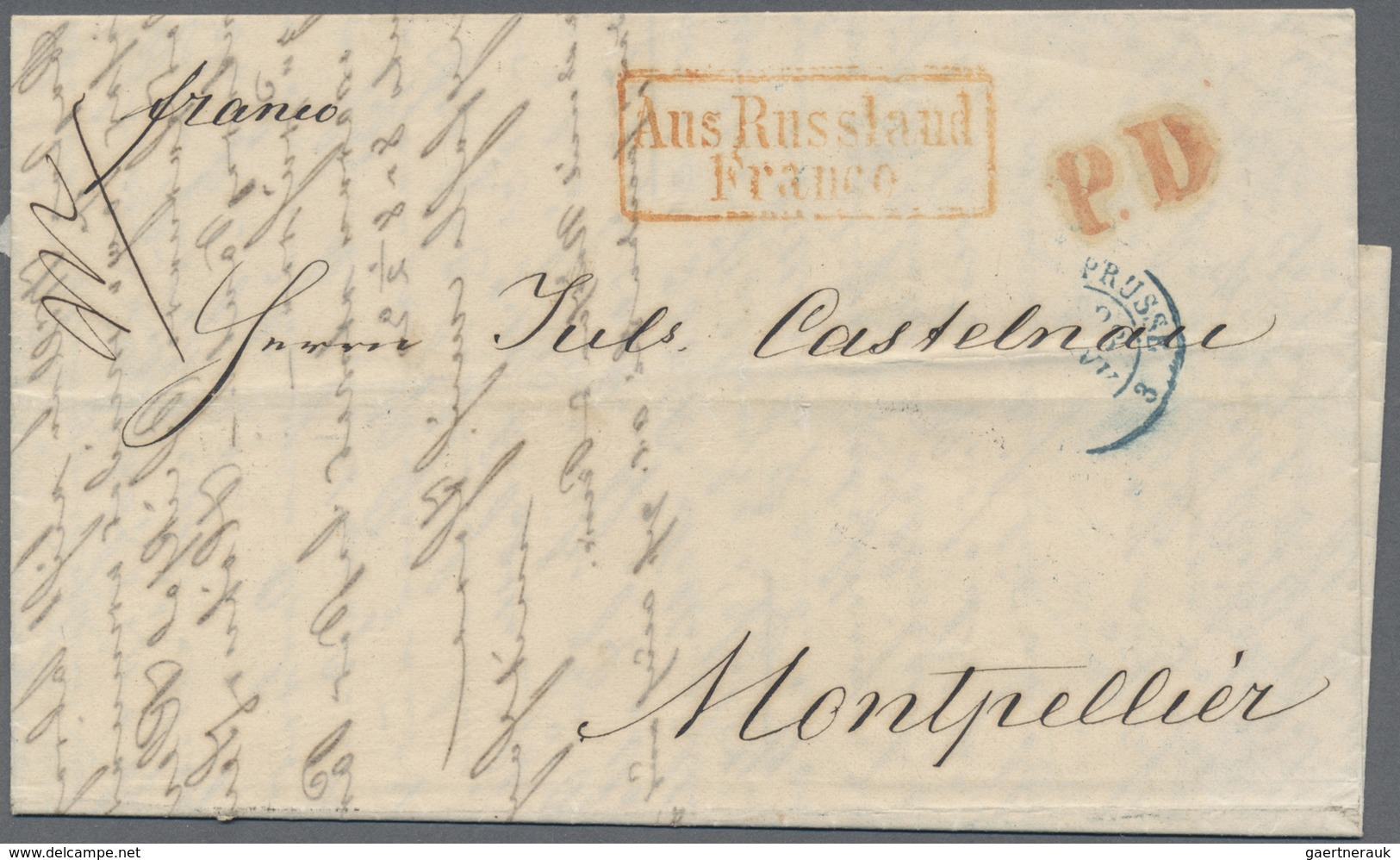 Br Russland: 1850-1900, Nice Group Of Most Stampless Covers, Many German Transit Marks "Aus Russland" I - Neufs