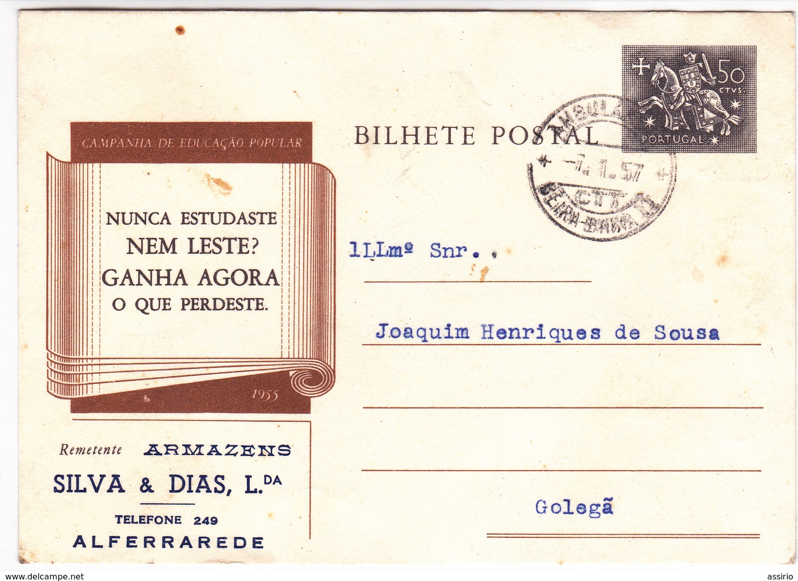 Portugal -Bilhete Postal -Circulou De Alferrarede Para Golegã - Faro