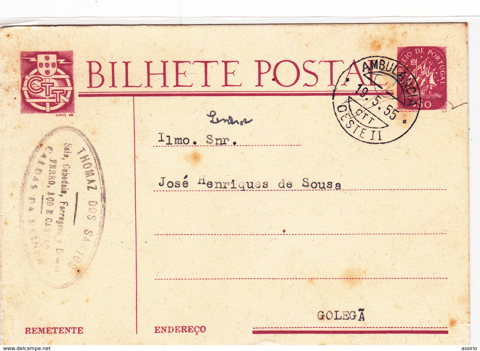 Portugal -Bilhete Postal -Circulou De Caldas Da Rainha Para Golegã - Otros & Sin Clasificación