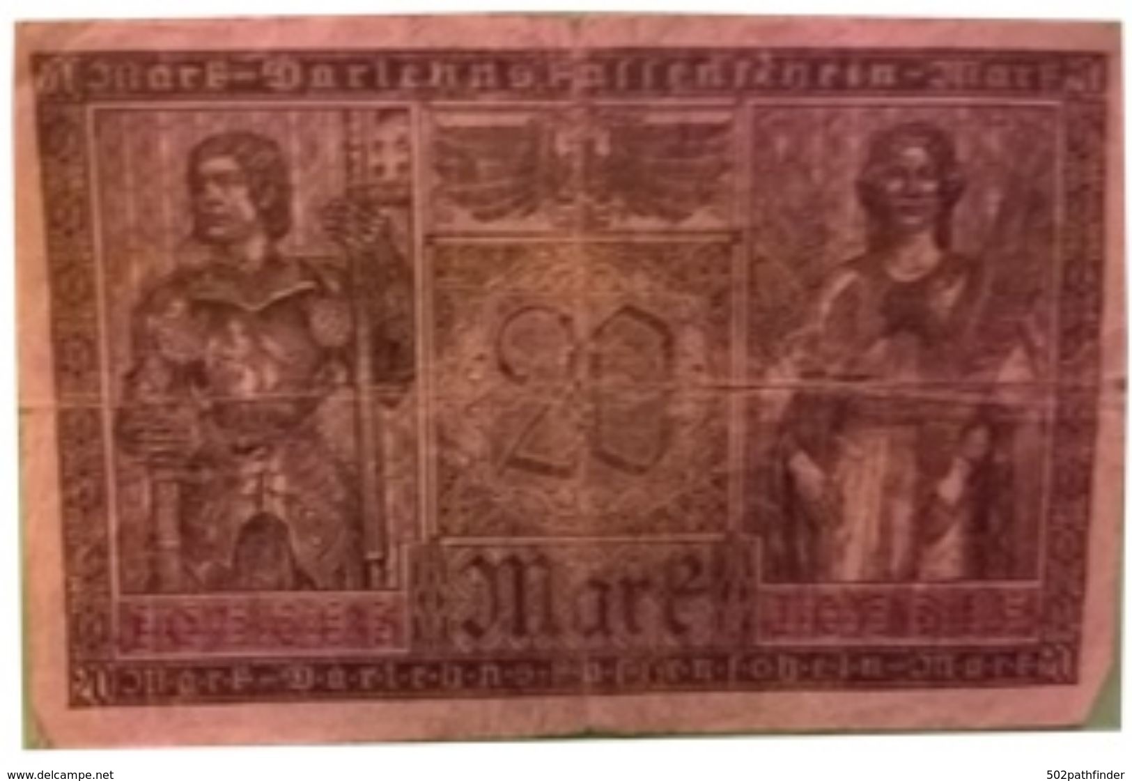 20 Zwanzig Mark Darlehnsfassenschein L6257654  Berlin 20/2/1918 Reichsschuldenverwaltung - 20 Mark