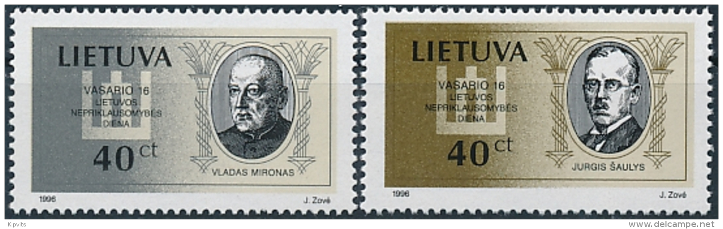 Mi 606-07 ** MNH 16 February Declaration Of Independence Day Priest Diplomat - Lithuania