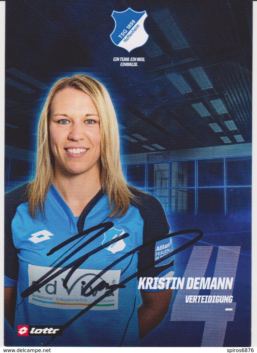 Original Women Football Autograph Card KRISTIN DEMANN Frauen Bundesliga 2016 / 17 TSG HOFFENHEIM - Autógrafos