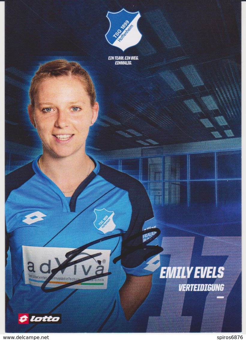 Original Women Football Autograph Card EMILY EVELS Frauen Bundesliga 2016 / 17 TSG HOFFENHEIM - Autographes