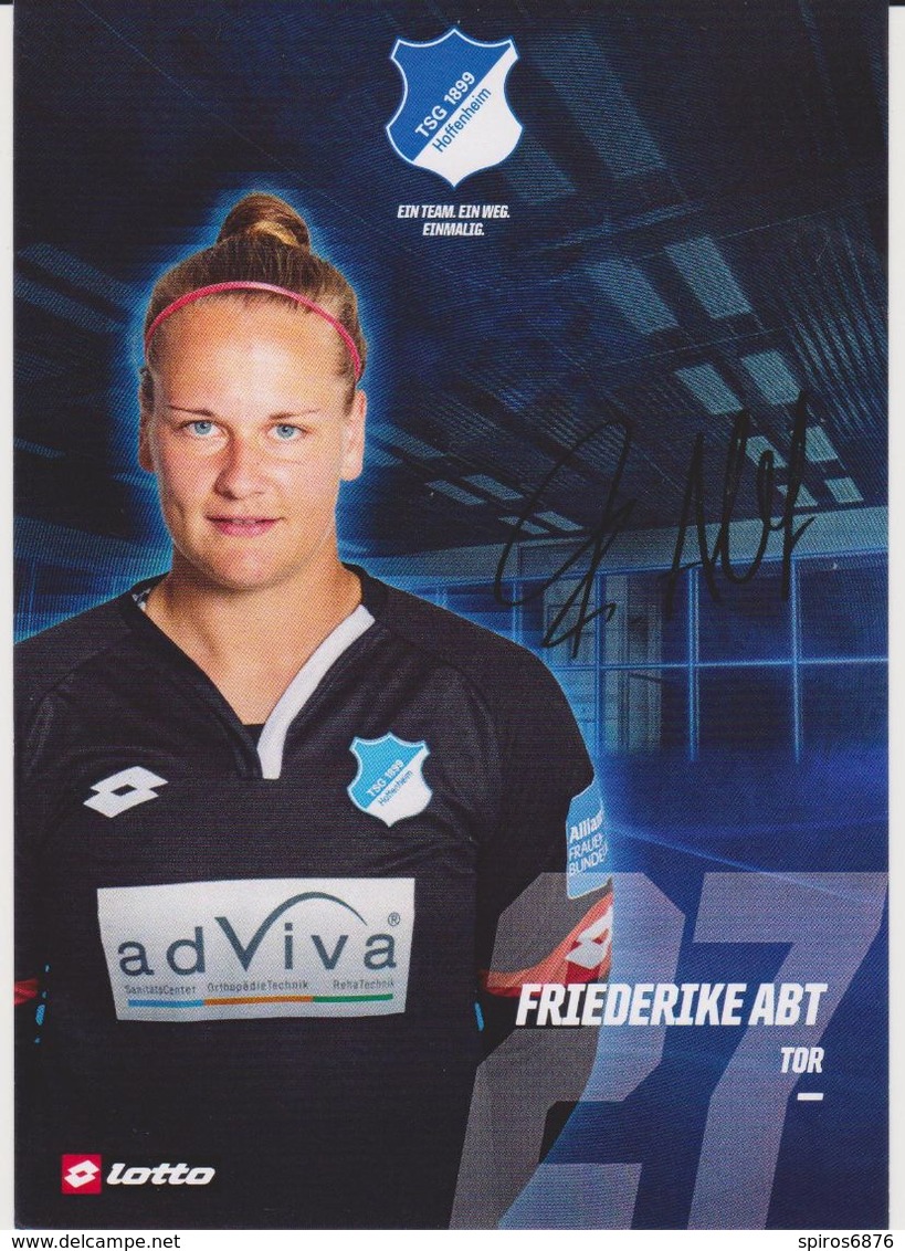 Original Women Football Autograph Card FRIEDERIKE ABT Frauen Bundesliga 2016 / 17 TSG HOFFENHEIM - Autógrafos