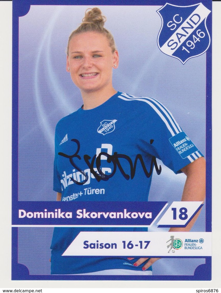 Original Women Football Autograph Card DOMINIKA SKORVANKOVA Frauen Bundesliga 2016 / 17 SC SAND - Handtekening