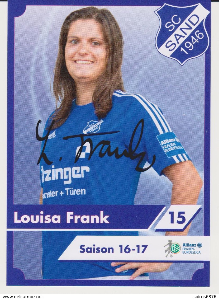 Original Women Football Autograph Card LOUISA FRANK Frauen Bundesliga 2016 / 17 SC SAND - Handtekening