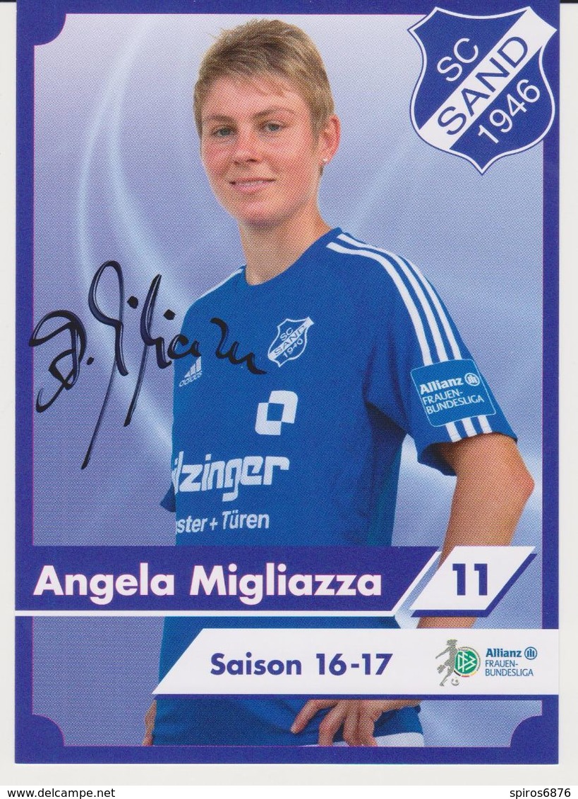 Original Women Football Autograph Card ANGELA MIGLIAZZA Frauen Bundesliga 2016 / 17 SC SAND - Autógrafos