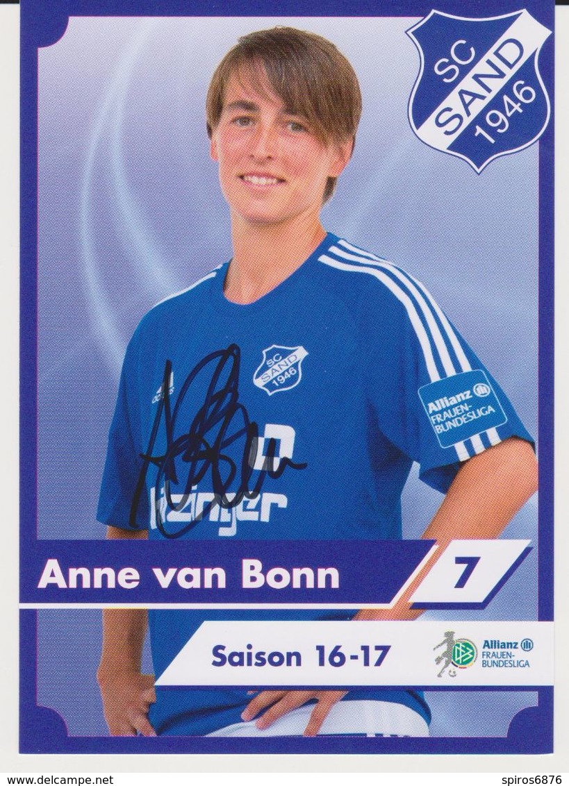 Original Women Football Autograph Card ANNE VAN BONN Frauen Bundesliga 2016 / 17 SC SAND - Handtekening