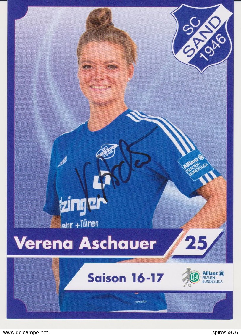 Original Women Football Autograph Card VERENA ASCHAUER Frauen Bundesliga 2016 / 17 SC SAND - Authographs