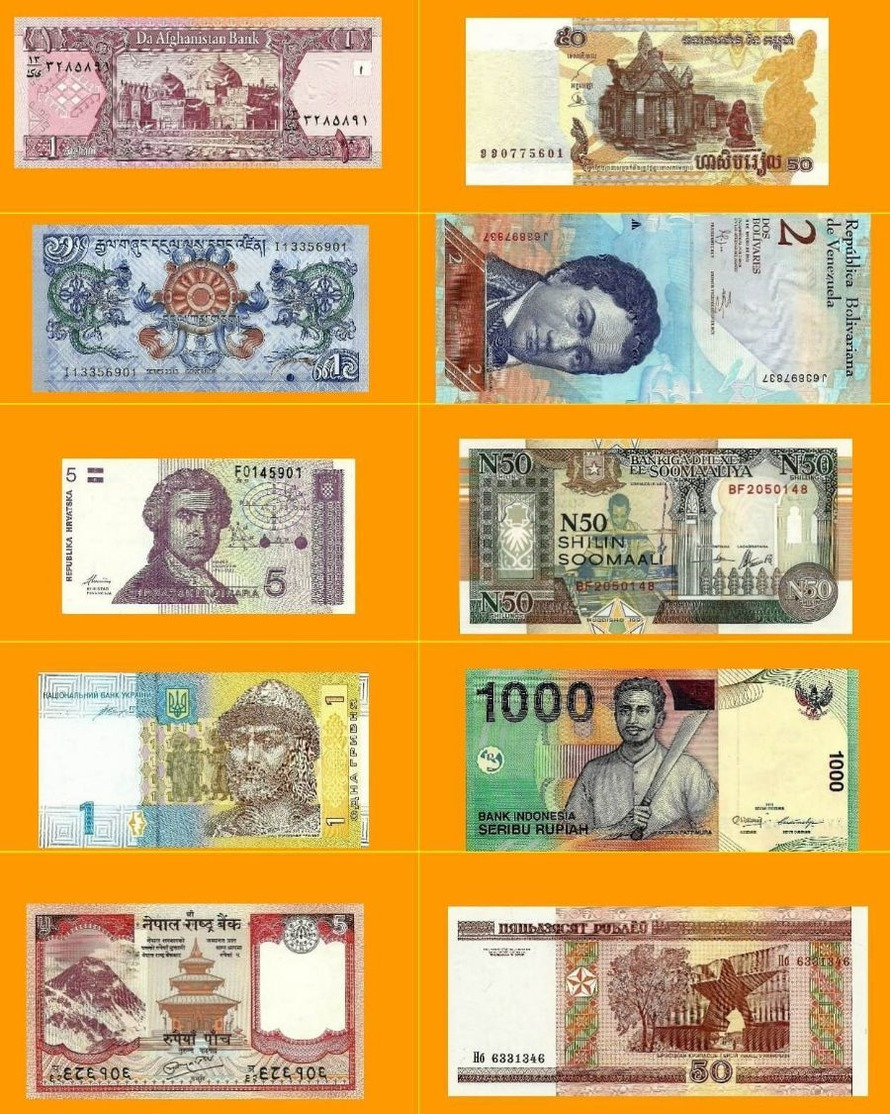 10 PCS UNC Different World Banknotes 10 Countries - Vrac - Billets