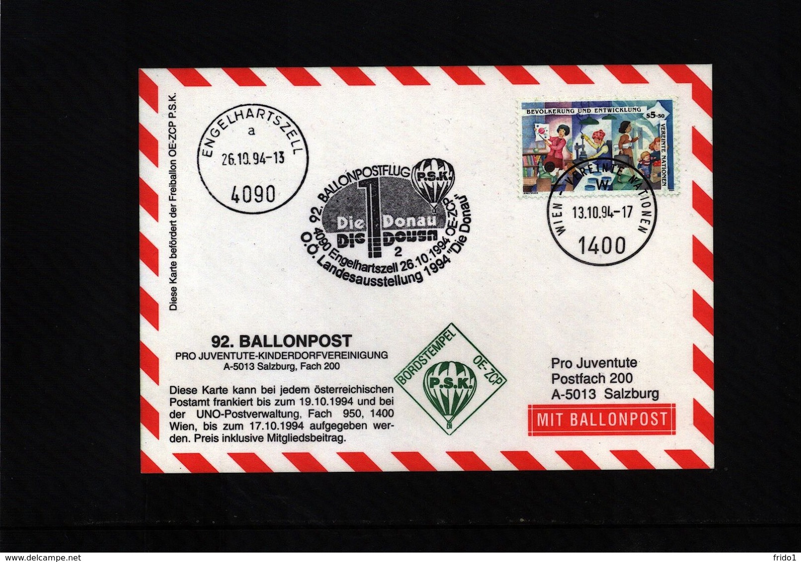 Austria / Oesterreich 1994 Ballonpost Interesting Card - Per Palloni