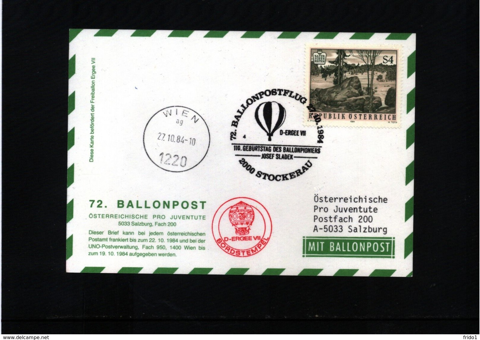 Austria / Oesterreich 1984 Ballonpost Interesting Card - Par Ballon