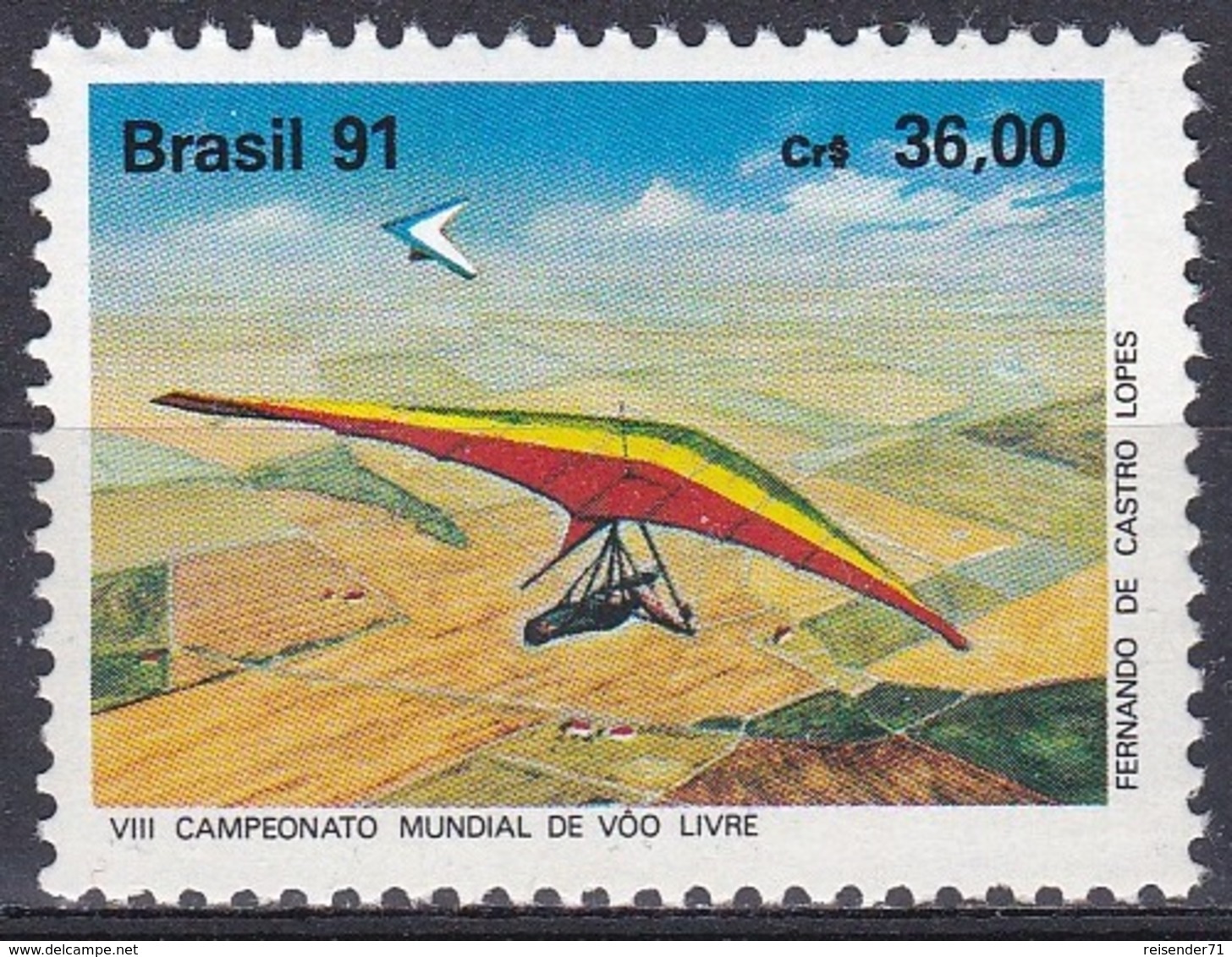 Brasilien Brasil 1991 Sport Freizeit Leisure Hobby Drachenfliegen Hang-Gliding, Mi. 2403 ** - Ungebraucht