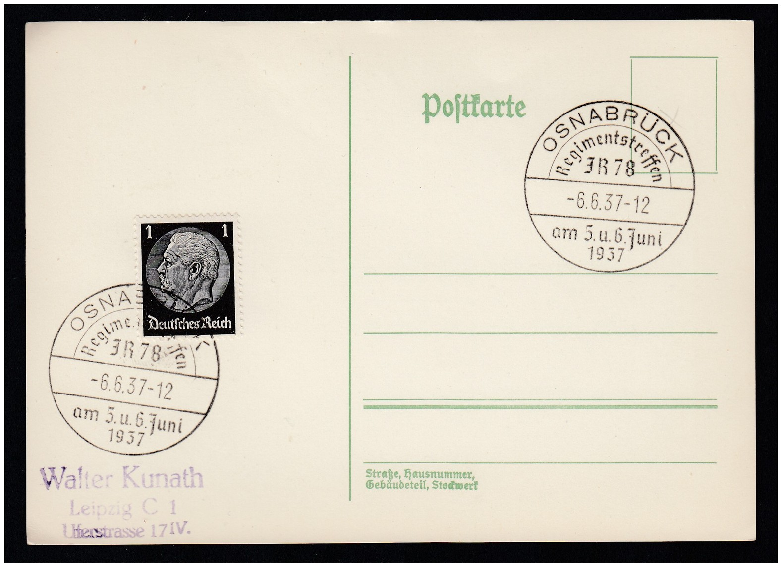 DR Postkarte Sonderstempel 1937 Osnabrück Ungelaufen K1395 - Briefe U. Dokumente