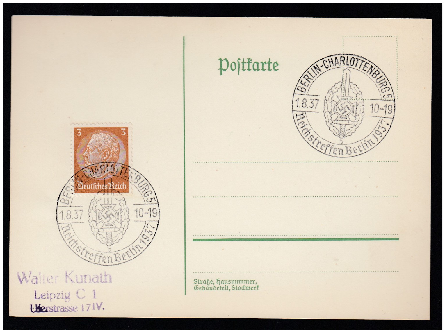 DR Postkarte Sonderstempel 1937 Berlin Ungelaufen K1392 - Briefe U. Dokumente