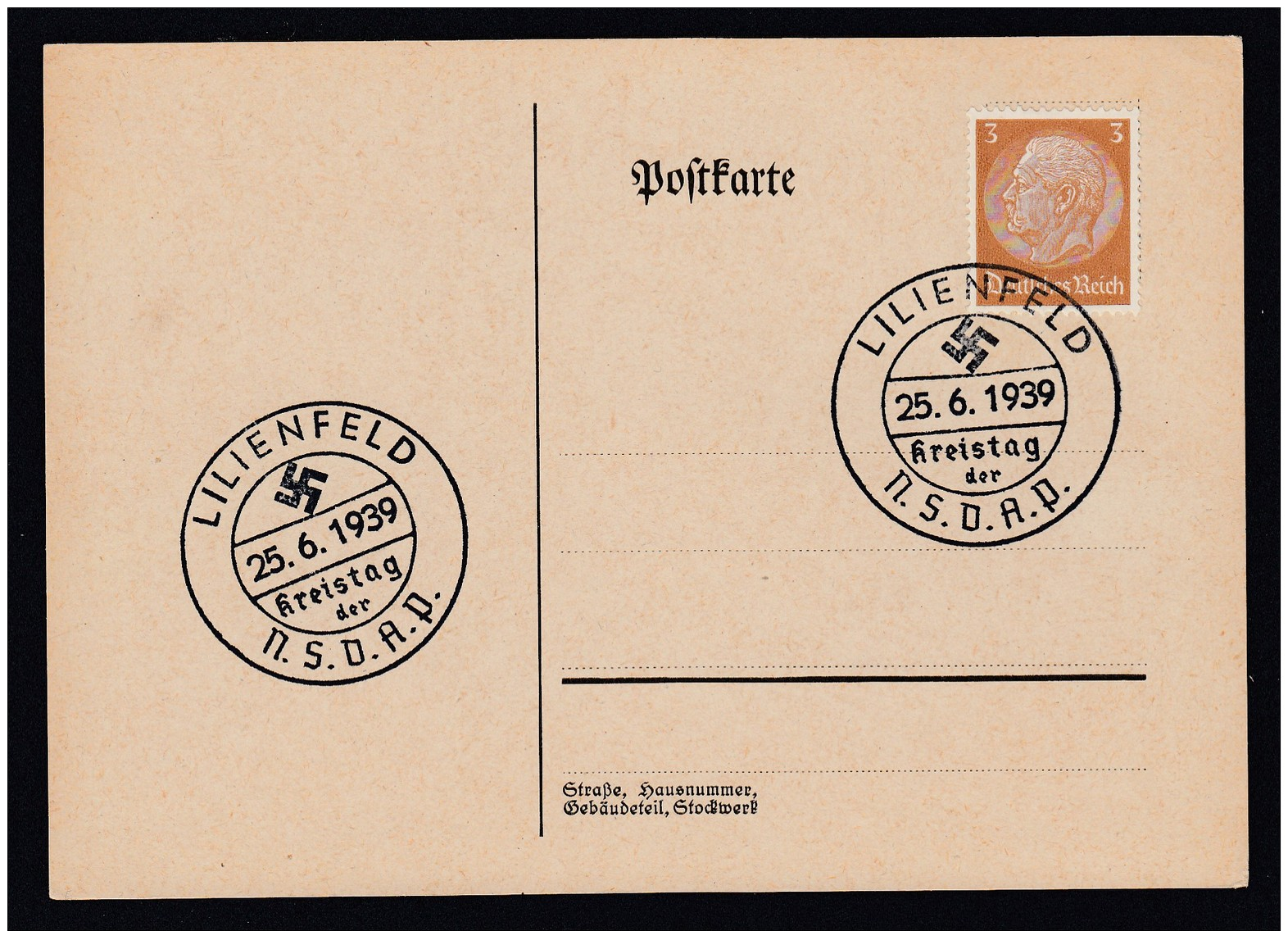 DR Postkarte Sonderstempel Kreistag NSDAP 1939 Lilienfeld Ungelaufen K1397 - Briefe U. Dokumente