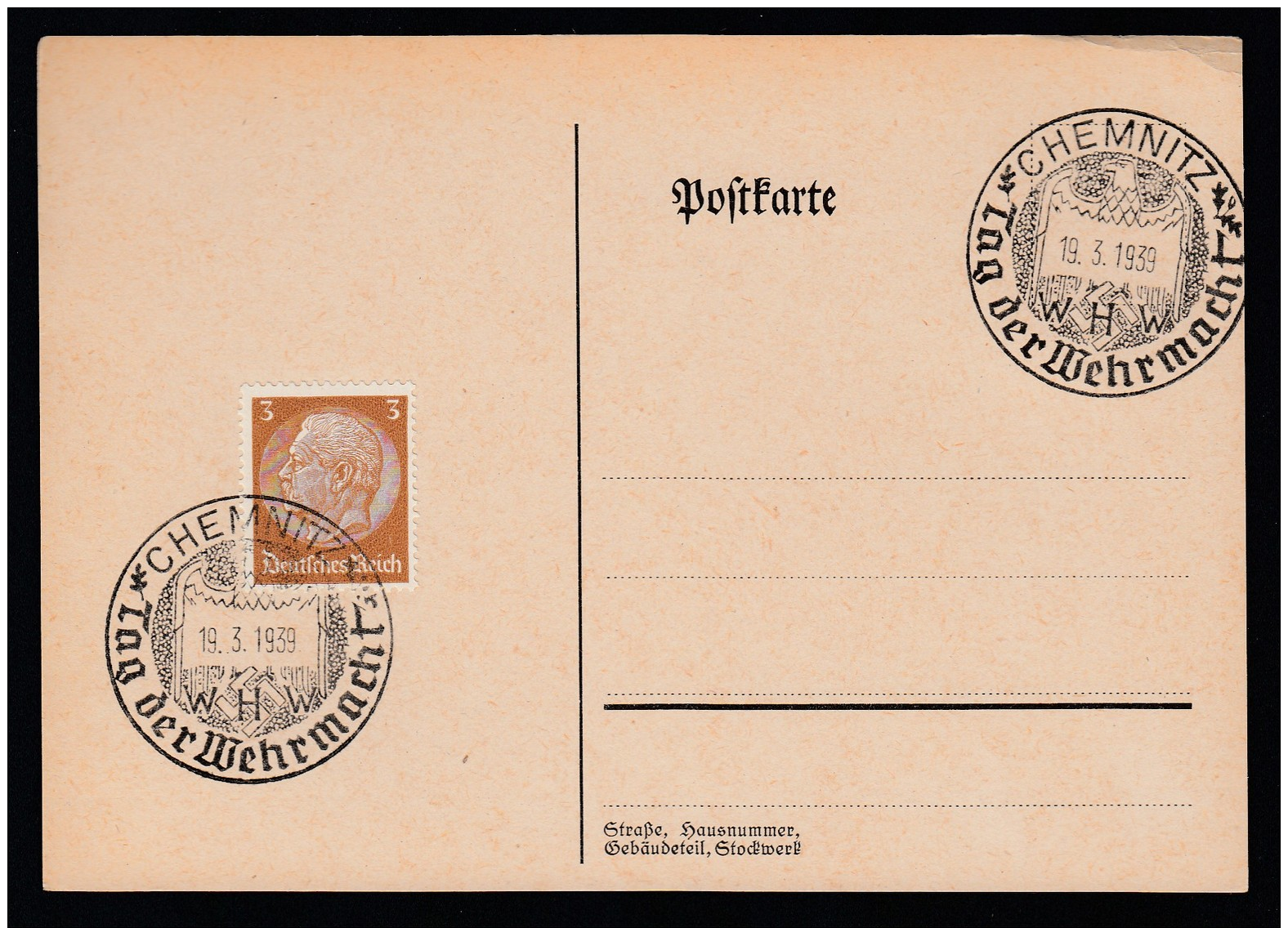 DR Postkarte Sonderstempel 1939 Chemnitz Ungelaufen K1404 - Briefe U. Dokumente