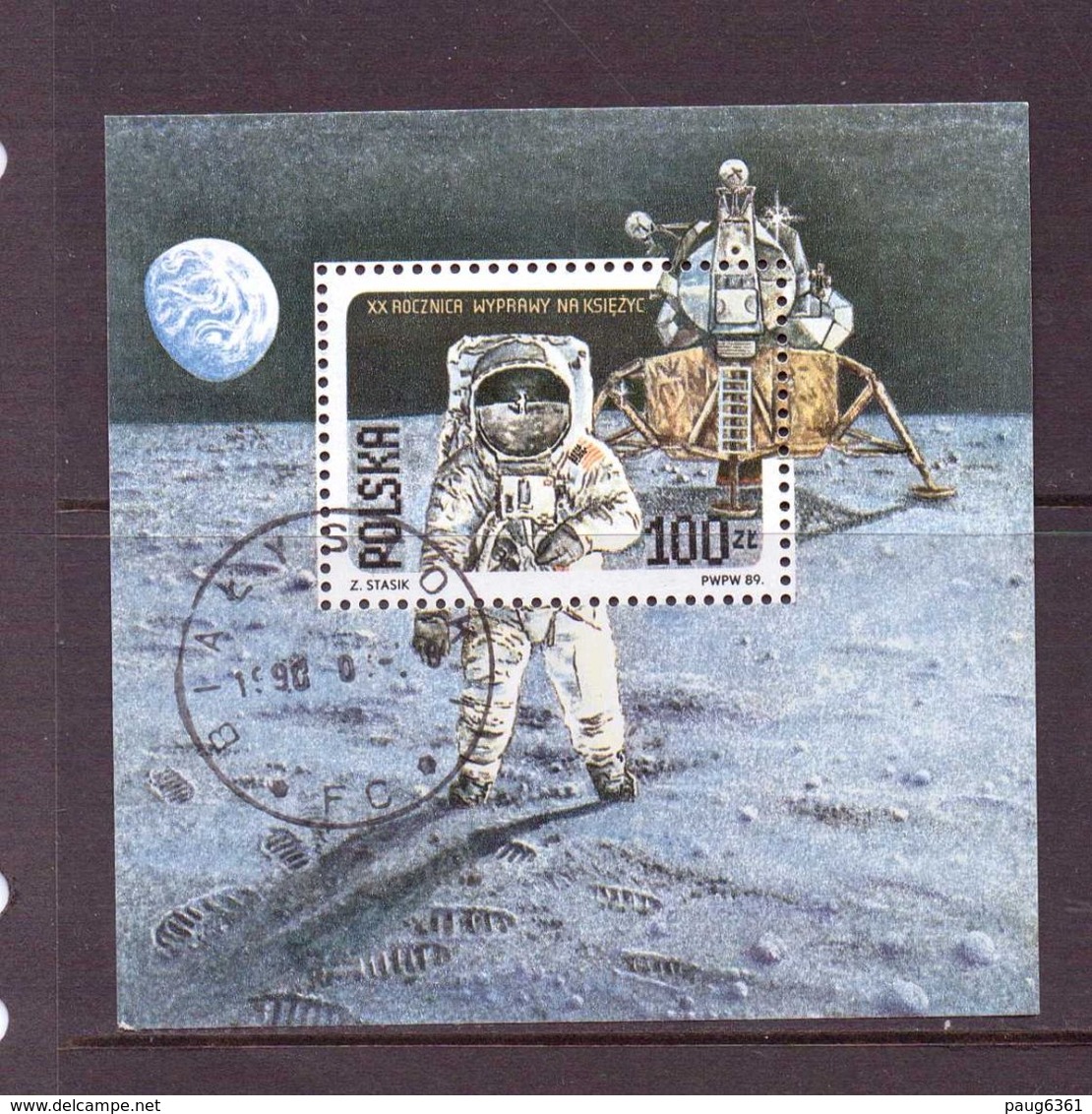 POLOGNE 1989 1er HOMME SUR LA LUNE  YVERT N°B119 OBLITERATION 1er JOUR - Europe