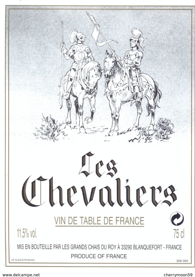 1 Etiquette Ancienne De VIN - LES CHEVALIERS - VIN DE TABLE DE FRANCE - Chevaux
