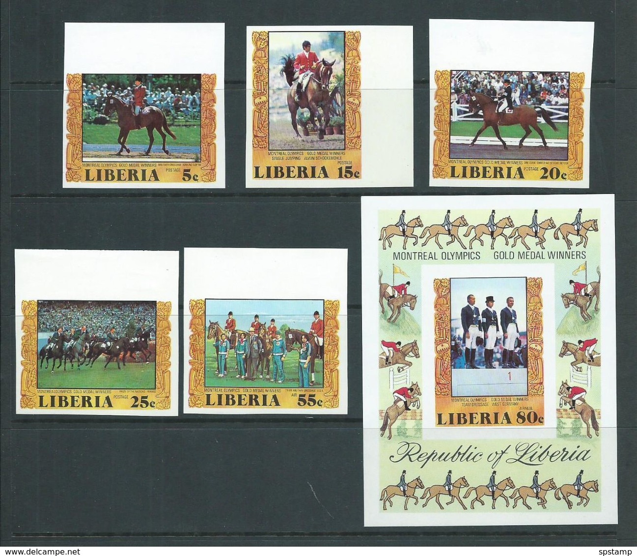 Liberia 1977 Montreal Olympic Games Equestrian Set 4 & Both Airmails Imperforate MNH - Summer 1976: Montreal