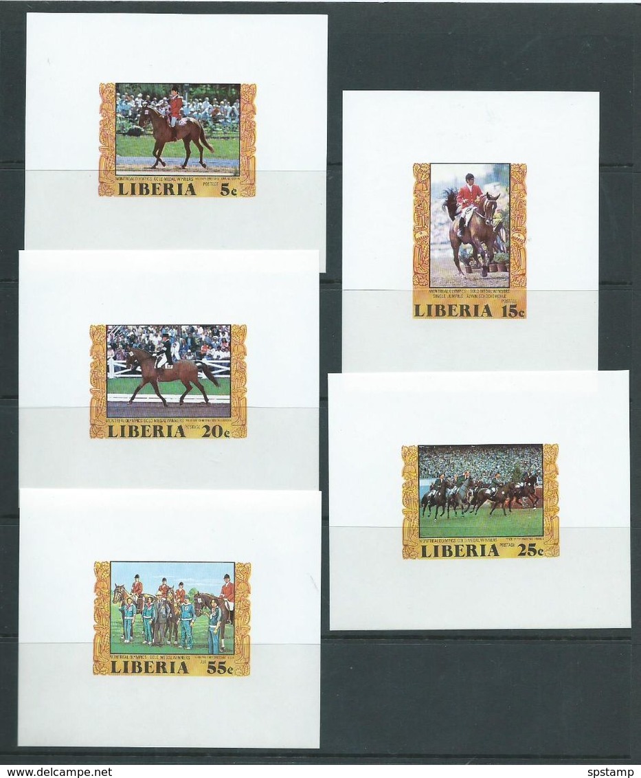 Liberia 1977 Montreal Olympic Games Equestrian Set 4 & 55c Airmail Imperforate Deluxe Sheets MNH - Summer 1976: Montreal