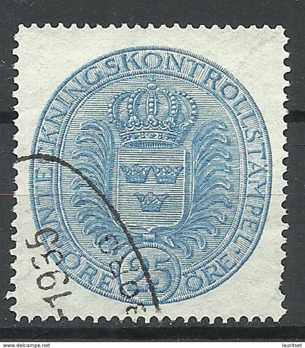 SCHWEDEN Sweden Revenue Tax O 1935 Inteckningskontrollstämpel 25 Öre O Watermarked - Revenue Stamps