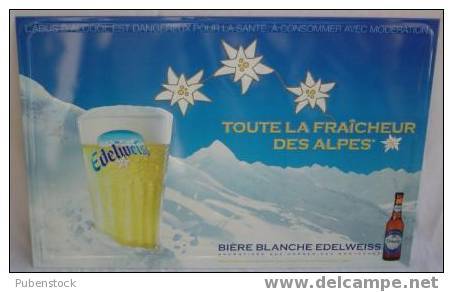 Plaque Métal "BIERE EDELWEISS" - Plaques En Tôle (après 1960)