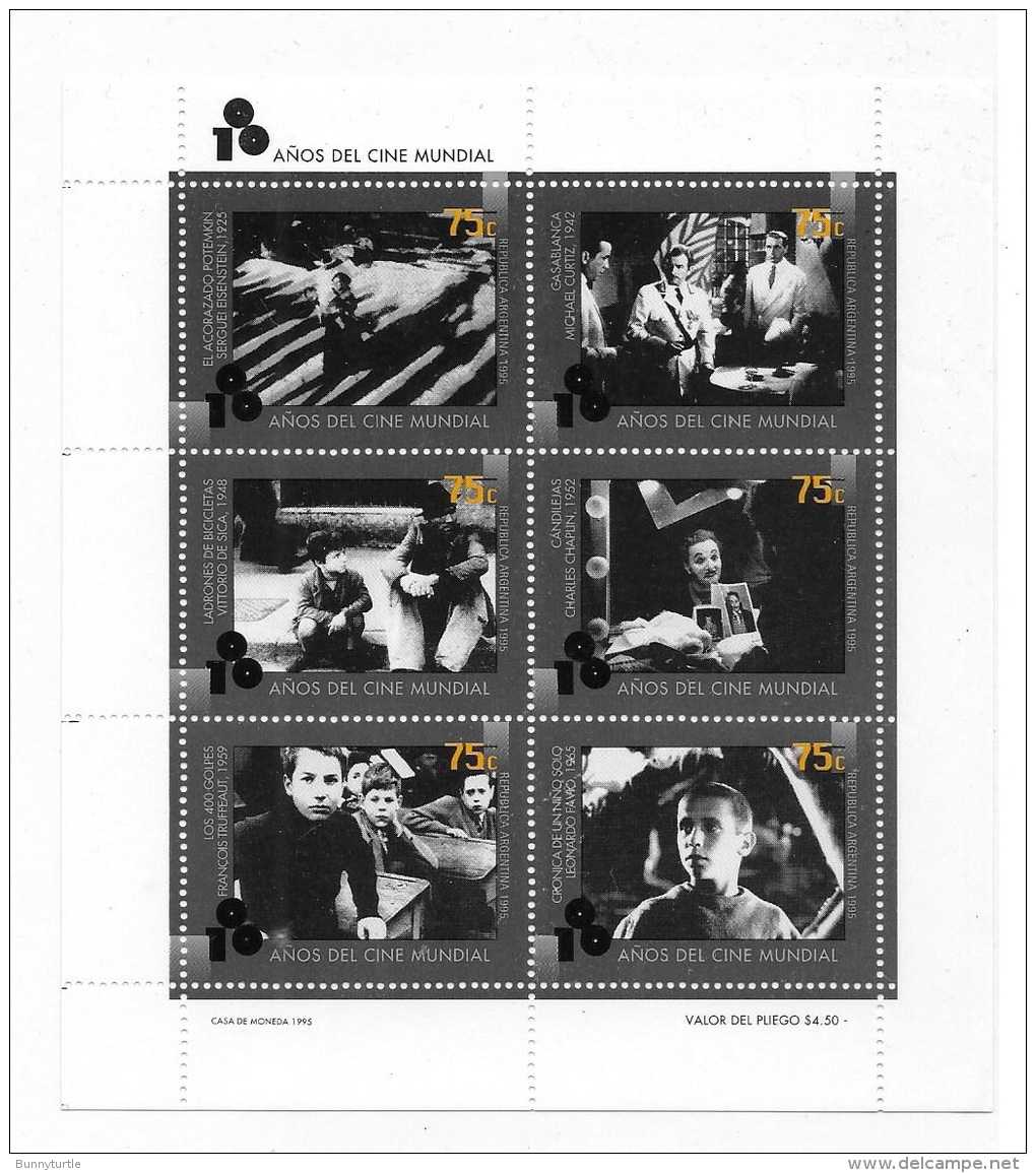 Argentina 1995 Motion Pictures Cent Sheet MNH - Neufs