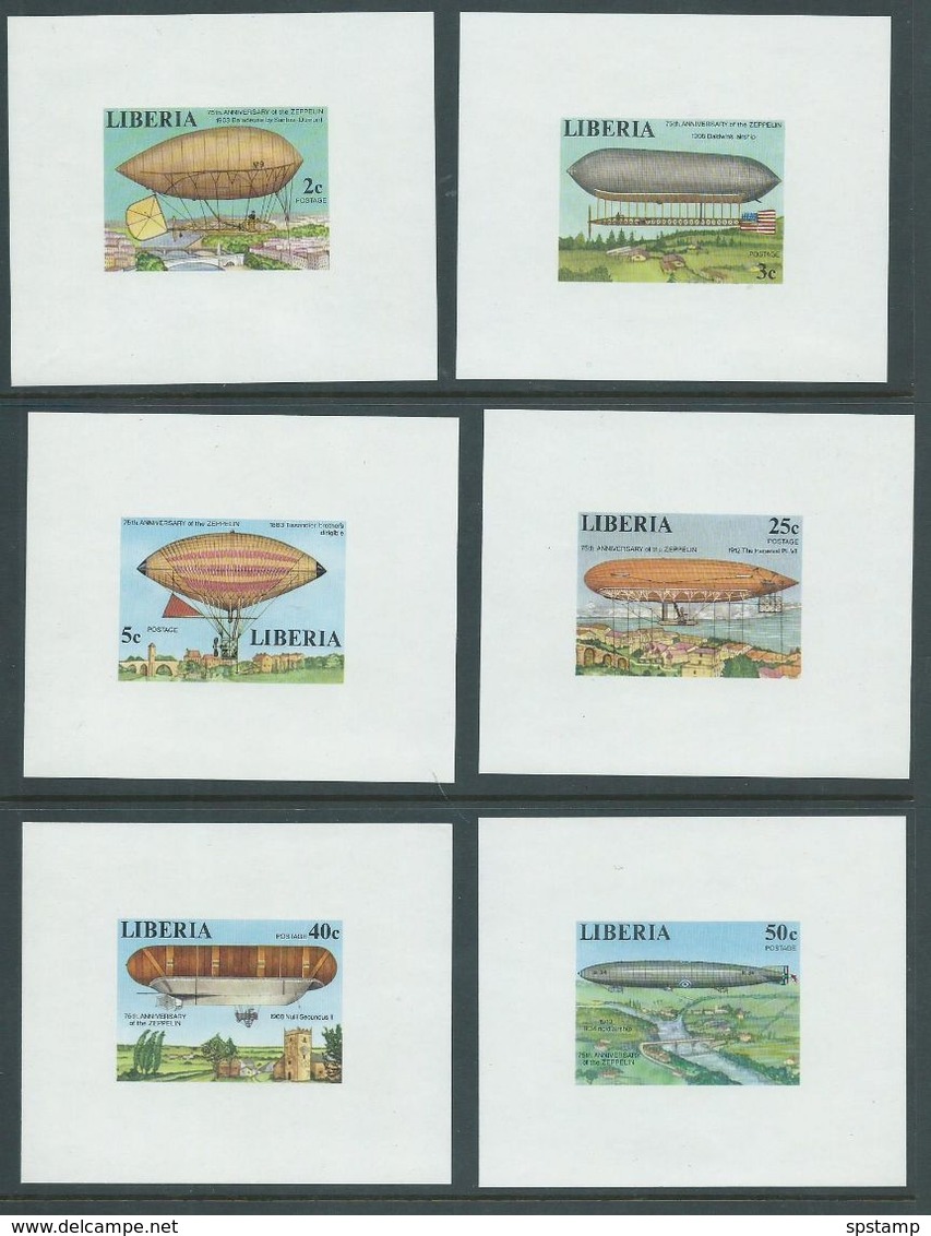 Liberia 1978 Zeppelin Set Of 6 Imperforate Deluxe Sheets MNH - Zeppelins