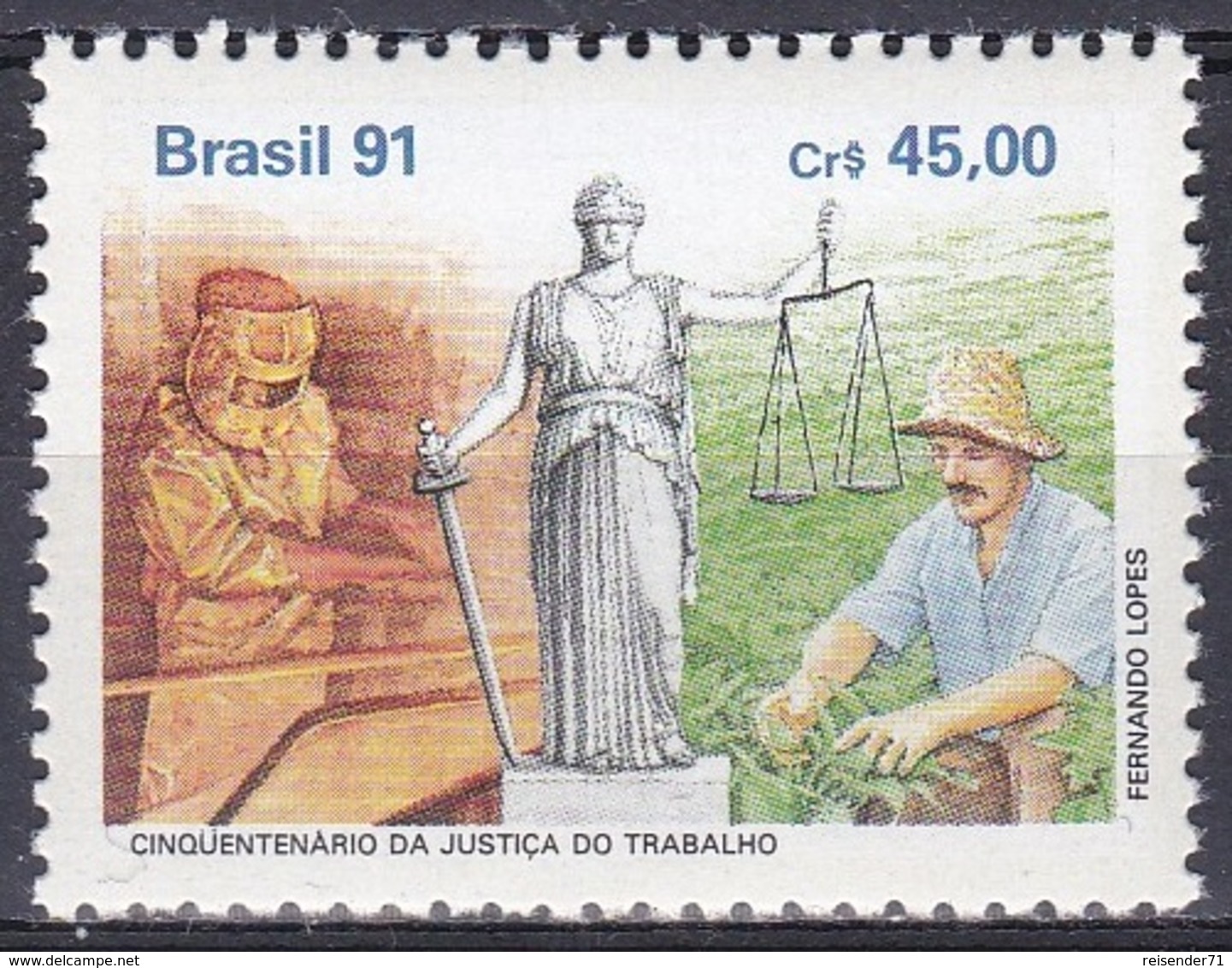 Brasilien Brasil 1991 Staatswesen Verwaltung Justiz Gerichte Arbeitsrecht Justice Court Employment Law, Mi. 2424 ** - Ungebraucht