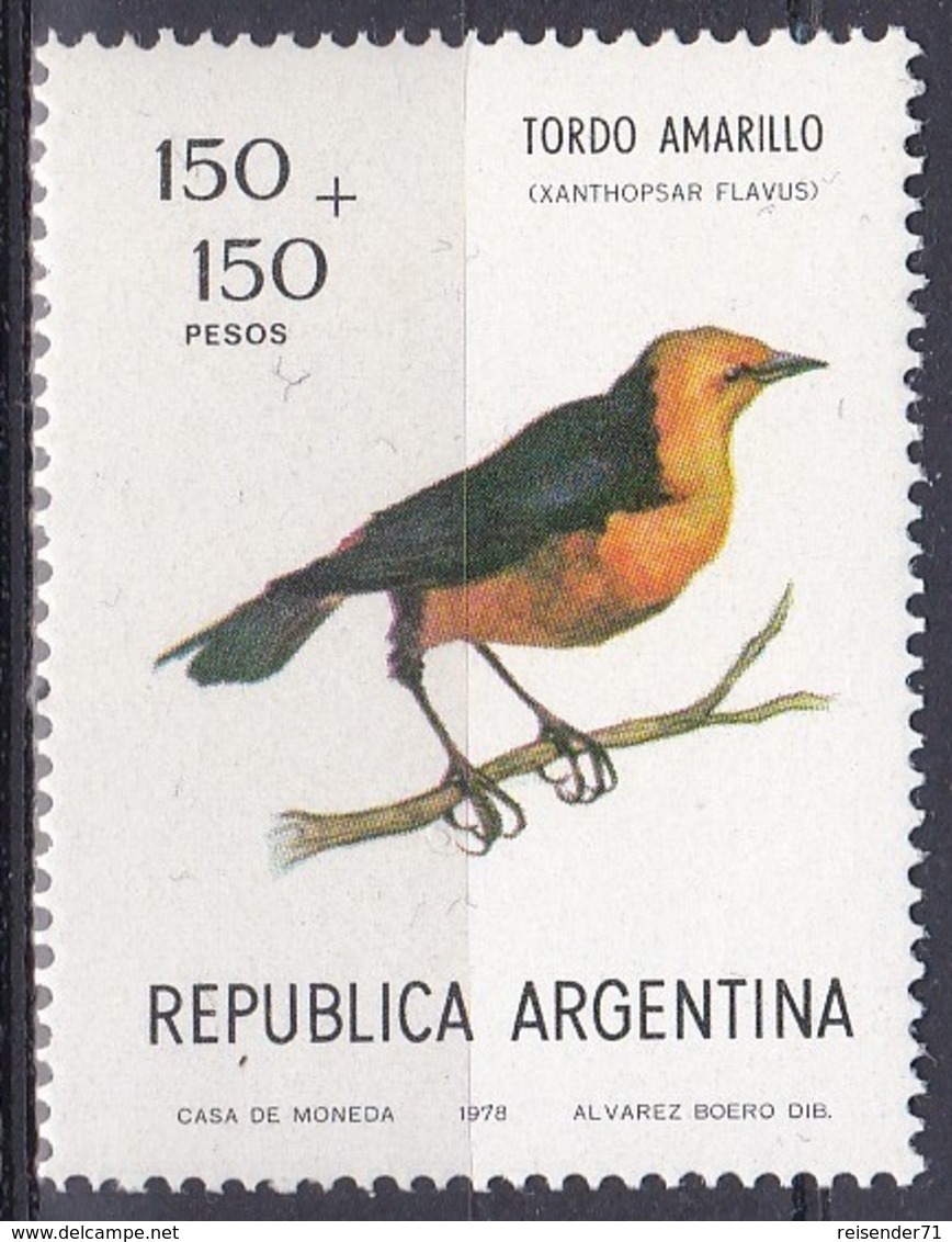 Argentinien Argentina 1978 Tiere Fauna Animals Vögel Birds Oiseaux Pajaro Uccelli Stärlinge, Mi. 1349 ** - Ungebraucht