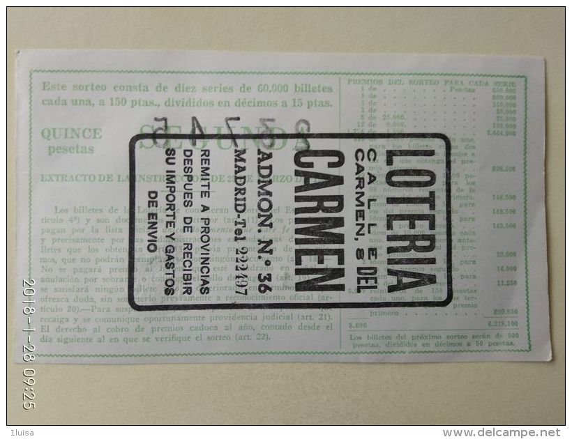 Lotteria Nazionale Spagnola  1961 - Autres & Non Classés