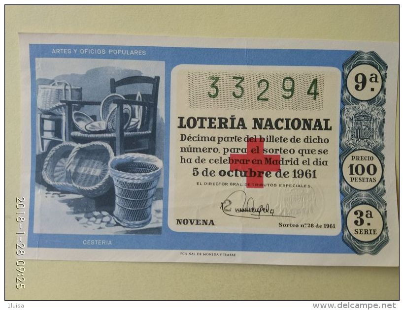 Lotteria Nazionale Spagnola  1961 - Altri & Non Classificati