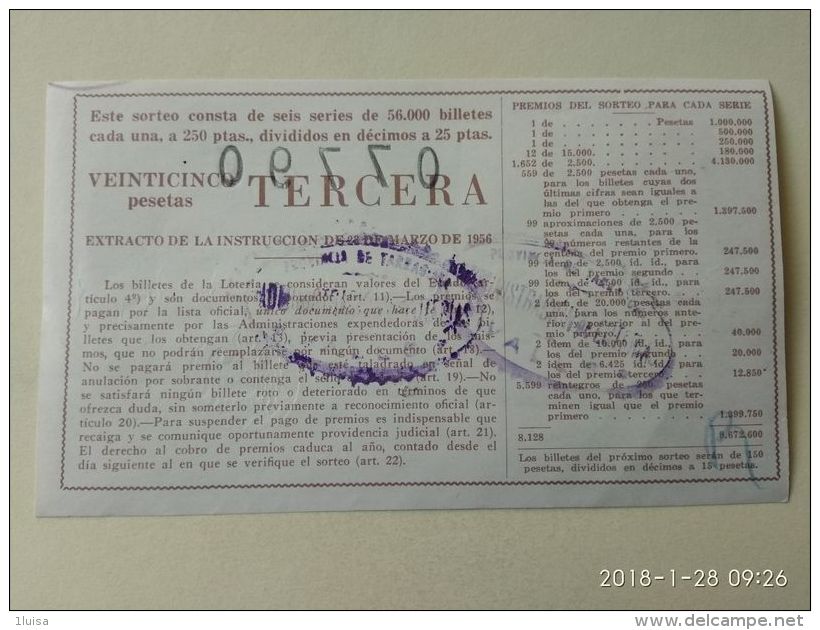 Lotteria Nazionale Spagnola  1961 - Otros & Sin Clasificación