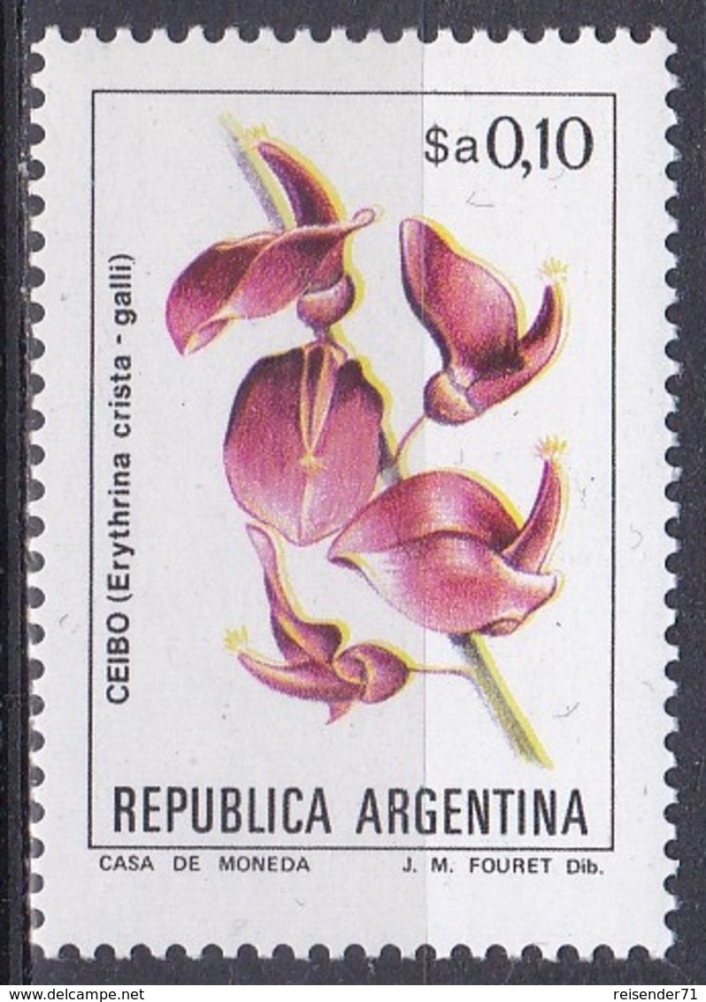 Argentinien Argentina 1982 Blumen Flora Flowers Fleur Flor Fiore Blüten Korallenbaum Coral Tree Baum Bäume, Mi. 1561 ** - Ungebraucht