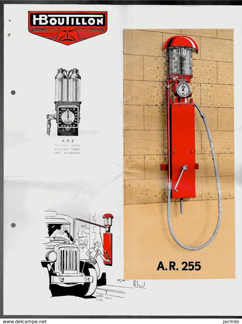 Feuillet Publicitaire Distributeur D' Essence H. BOUTILLON A.R. 255 (92 Suresnes) Avec Descriptif * Voiture Auto Pompe à - Automobile