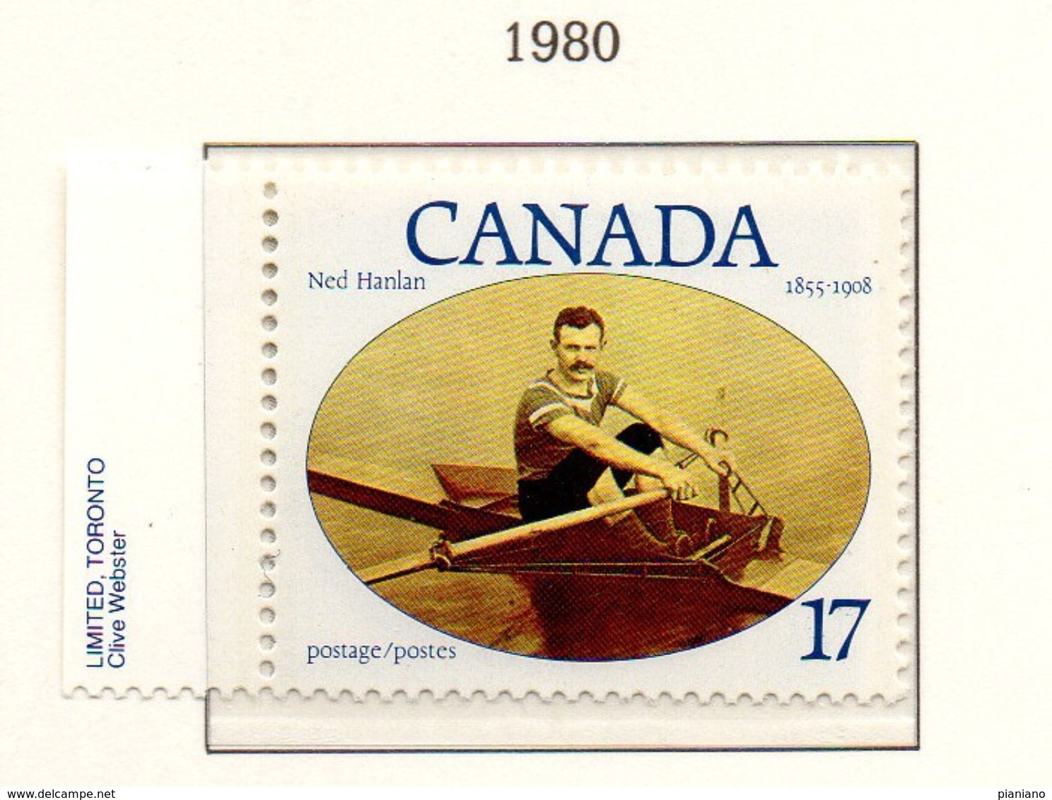 PIA  -  CANADA  -  1980  : Omaggio A Ned Hanlan - Campione Della Canoa -    (Yv 741) - Canottaggio