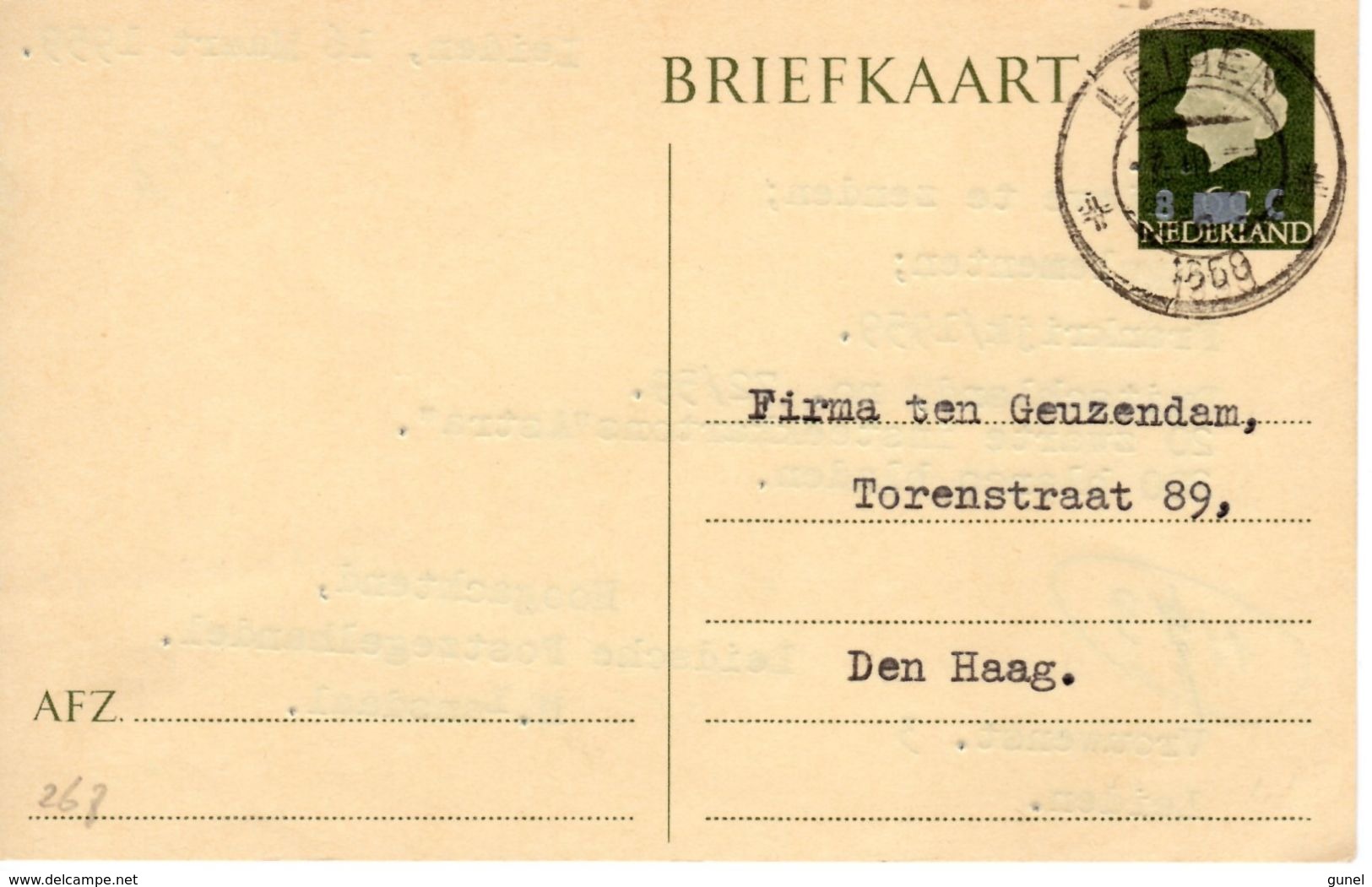 1959 Bk G 324 Van Leiden Naar Den Haag - Postal Stationery
