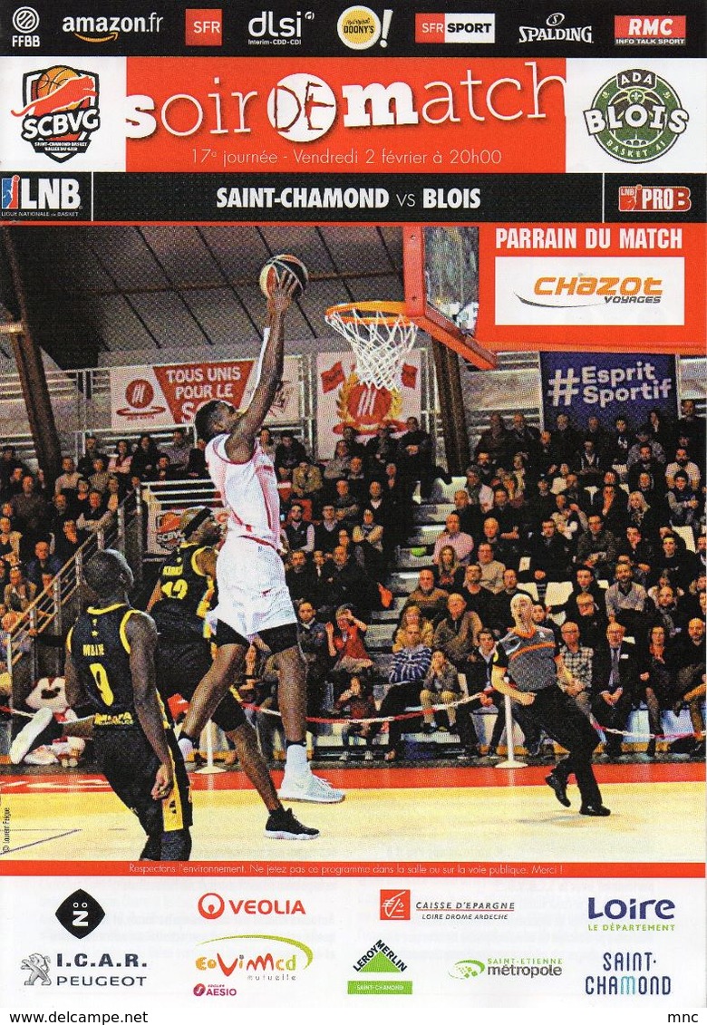 Programme Du Match De Pro B 2017/2018  17ème Journée SAINT-CHAMOND / BLOIS - Abbigliamento, Souvenirs & Varie