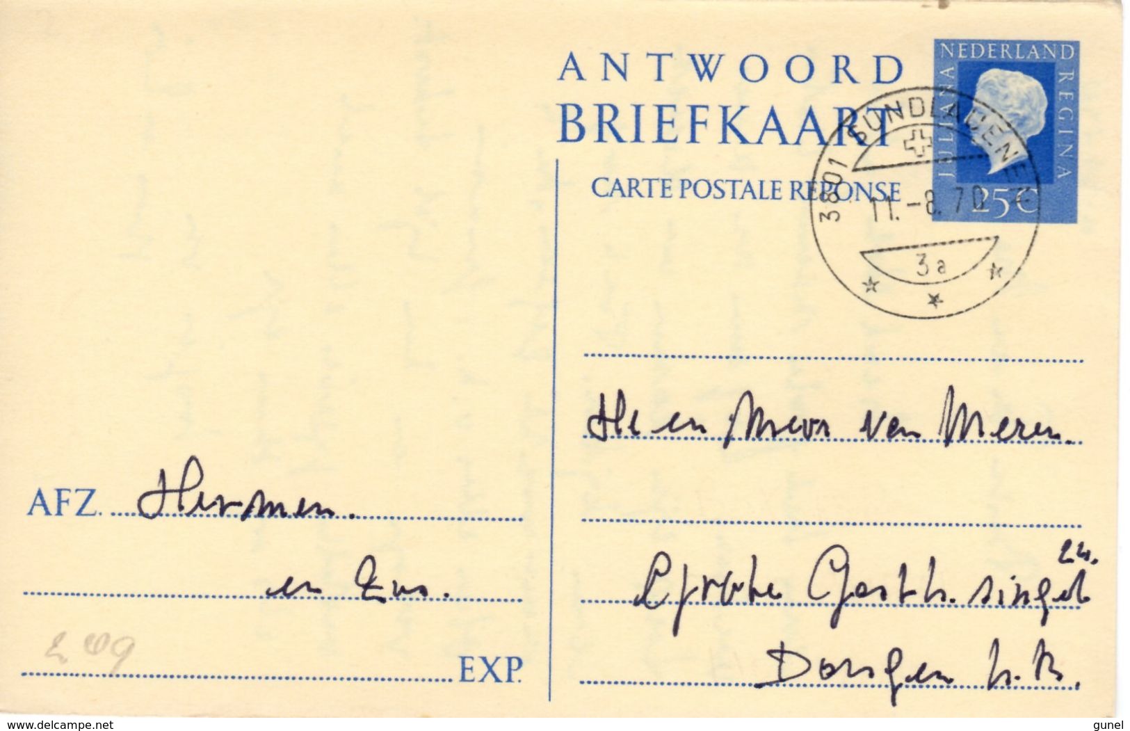 1970 Bk G 345 Antwoordkaart  Van  Sundlagenen Naar Dongen - Entiers Postaux