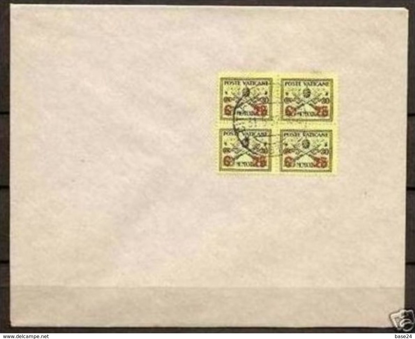 1931 Vaticano Vatican GIALLINO  PARCEL POST Quartina 25c Su 30c (14) Su Busta - Pacchi Postali